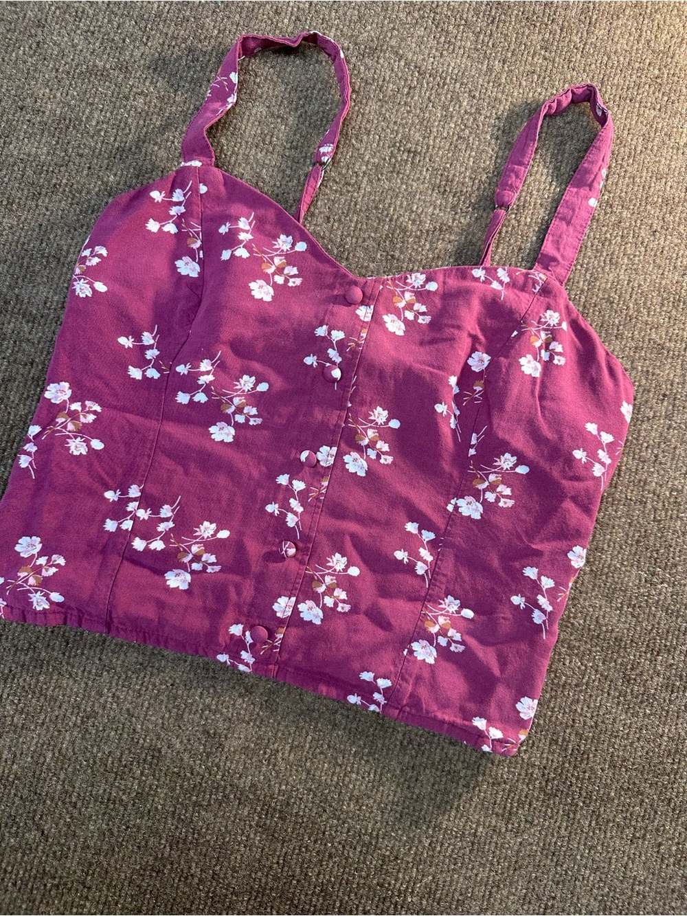 Abercrombie & Fitch Magenta Floral Button-Front Cami
